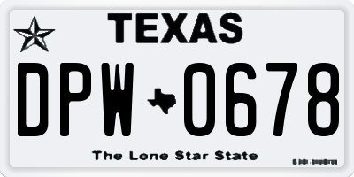 TX license plate DPW0678