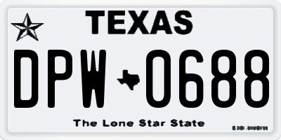 TX license plate DPW0688