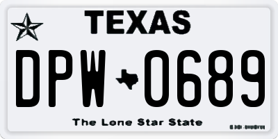 TX license plate DPW0689