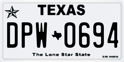 TX license plate DPW0694