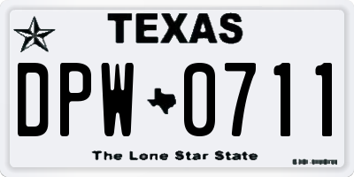 TX license plate DPW0711