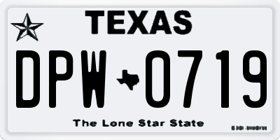 TX license plate DPW0719