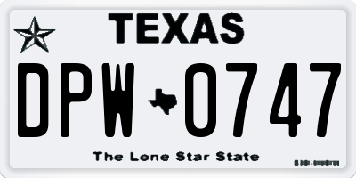 TX license plate DPW0747