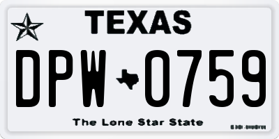 TX license plate DPW0759