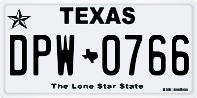 TX license plate DPW0766