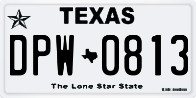 TX license plate DPW0813