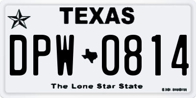 TX license plate DPW0814