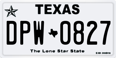 TX license plate DPW0827