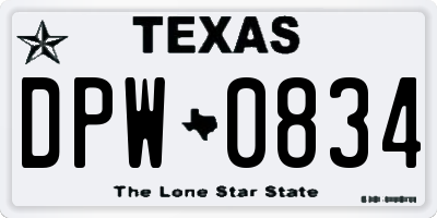 TX license plate DPW0834