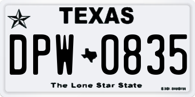 TX license plate DPW0835