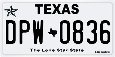 TX license plate DPW0836