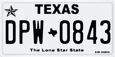 TX license plate DPW0843