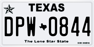 TX license plate DPW0844