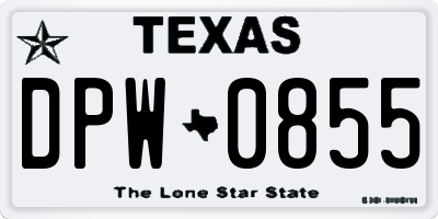 TX license plate DPW0855