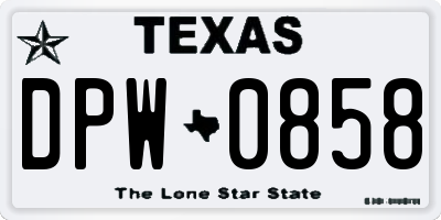 TX license plate DPW0858