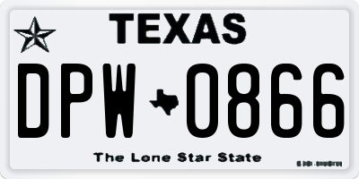 TX license plate DPW0866