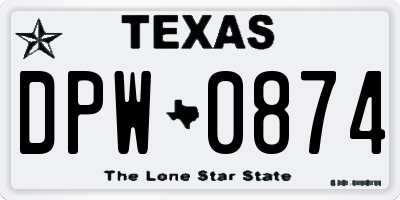 TX license plate DPW0874