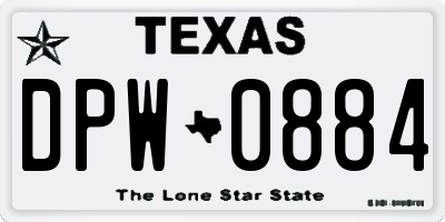 TX license plate DPW0884