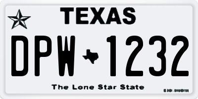 TX license plate DPW1232