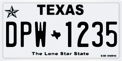 TX license plate DPW1235