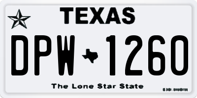 TX license plate DPW1260