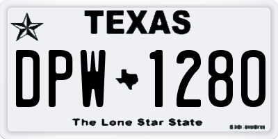 TX license plate DPW1280