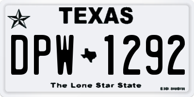 TX license plate DPW1292