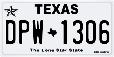 TX license plate DPW1306