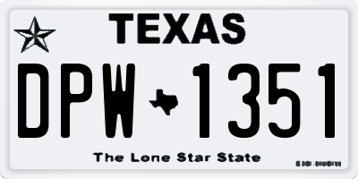 TX license plate DPW1351