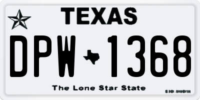 TX license plate DPW1368