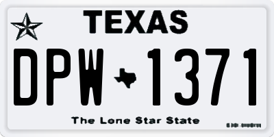 TX license plate DPW1371