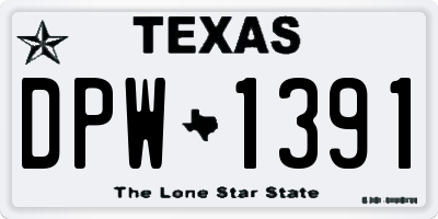 TX license plate DPW1391