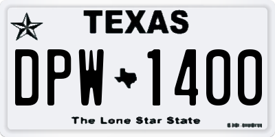 TX license plate DPW1400