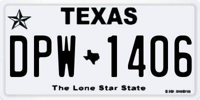 TX license plate DPW1406