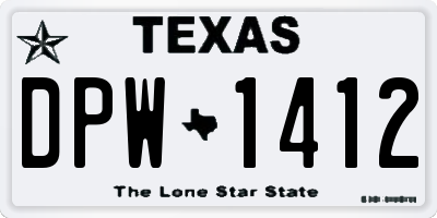 TX license plate DPW1412