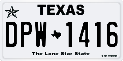 TX license plate DPW1416