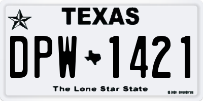 TX license plate DPW1421