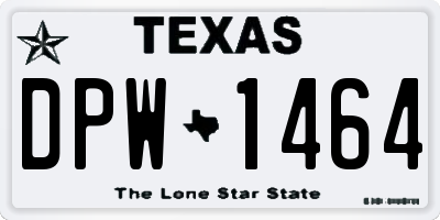 TX license plate DPW1464