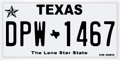 TX license plate DPW1467