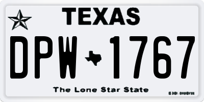 TX license plate DPW1767