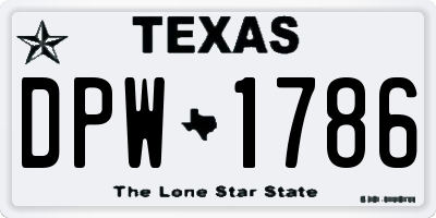 TX license plate DPW1786