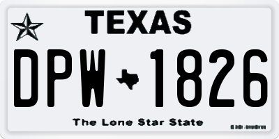 TX license plate DPW1826