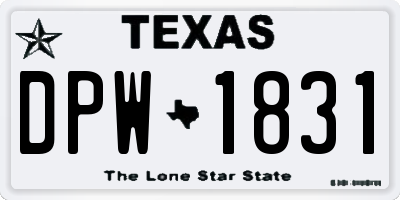 TX license plate DPW1831