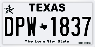 TX license plate DPW1837