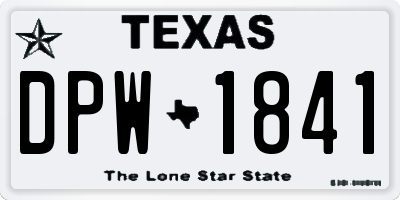 TX license plate DPW1841