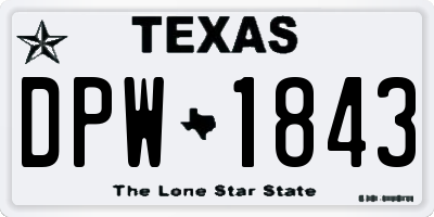 TX license plate DPW1843