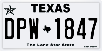 TX license plate DPW1847