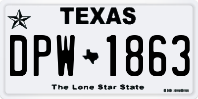 TX license plate DPW1863