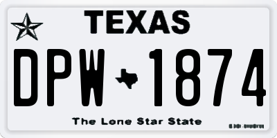 TX license plate DPW1874