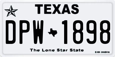 TX license plate DPW1898